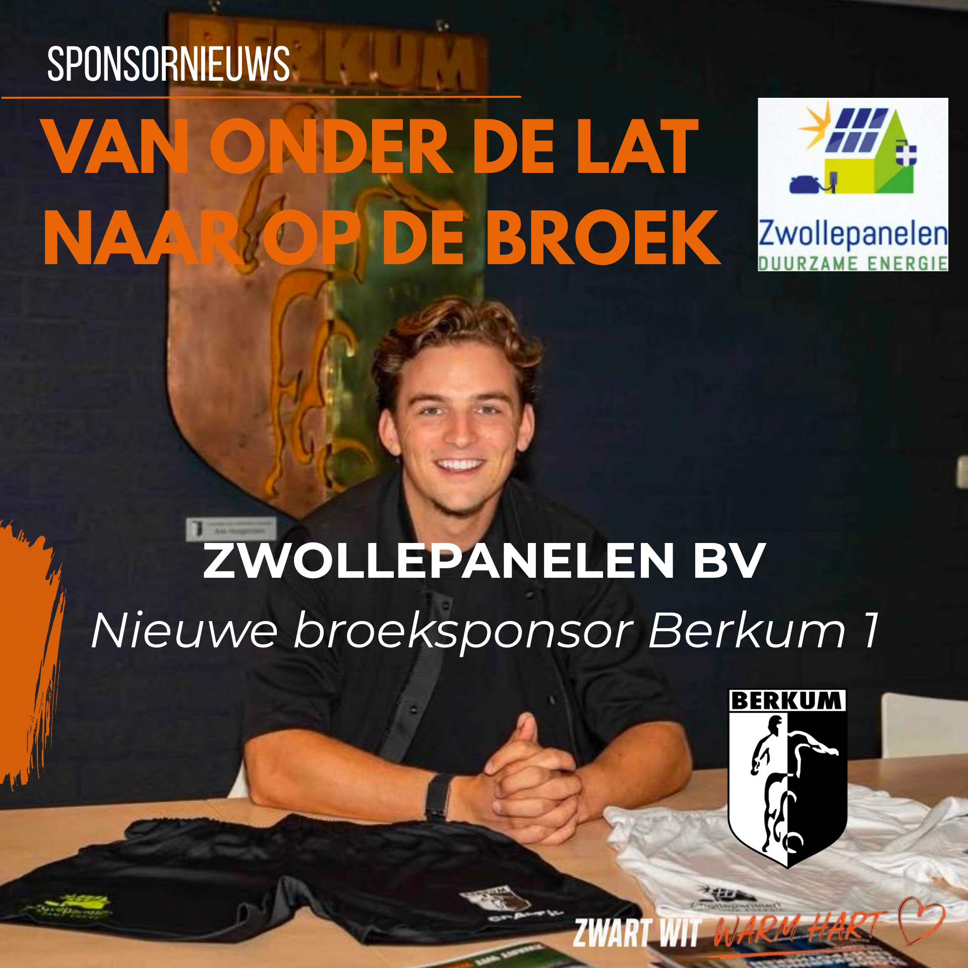 Van onder de lat naar op de broek: Zwollepanelen BV nieuwe broeksponsor Berkum 1