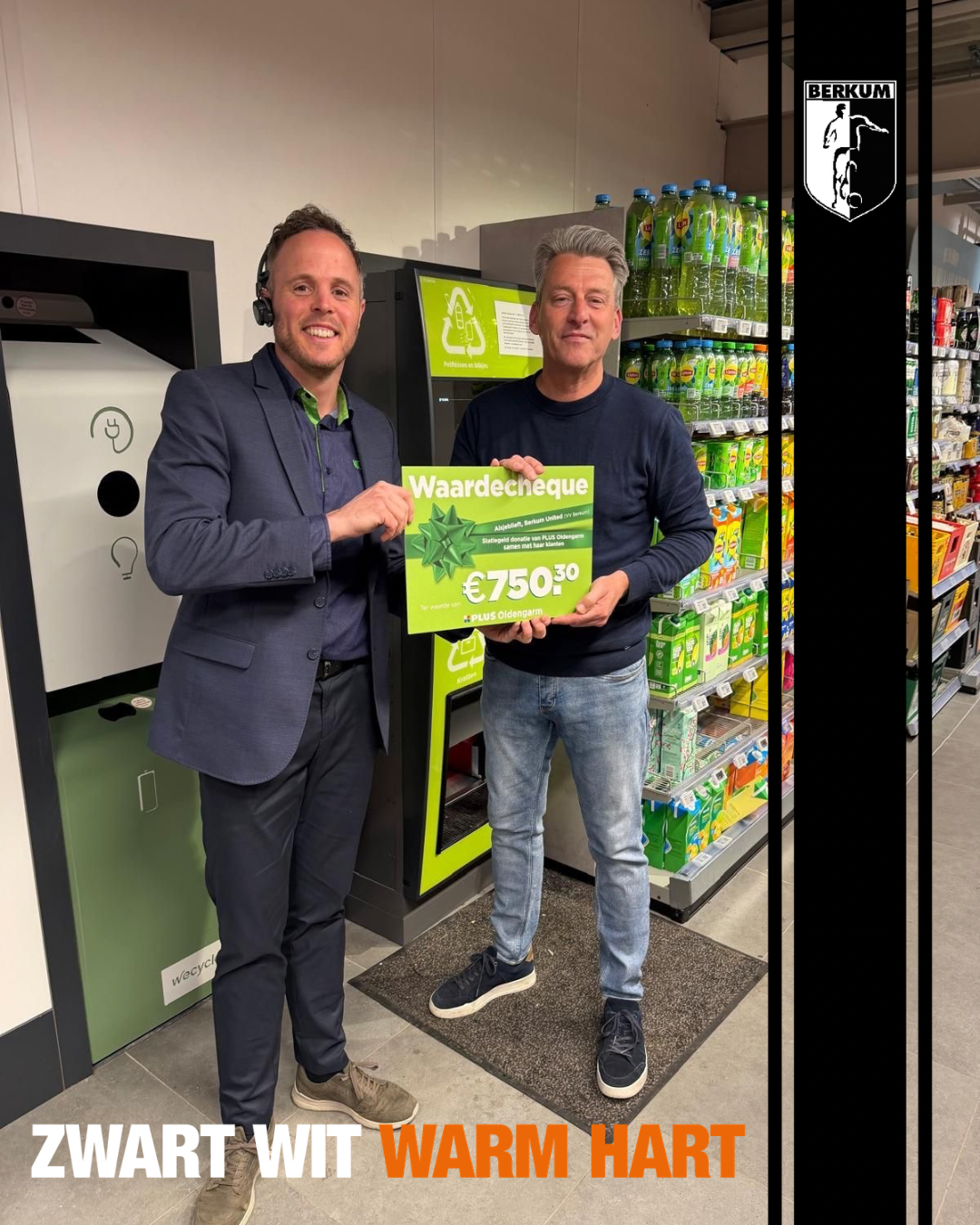 PLUS Oldengarm en klanten doneren €750,30 aan Berkum United